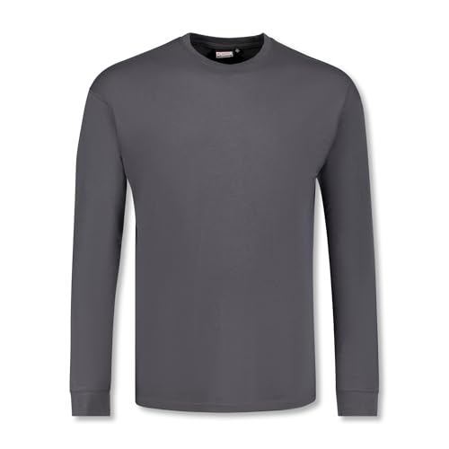 ADAMO Herren Basic Shirt Langarm anthrazit mit Rundhals Ausschnitt bis Übergröße 12XL, Größe:9XL von ADAMO