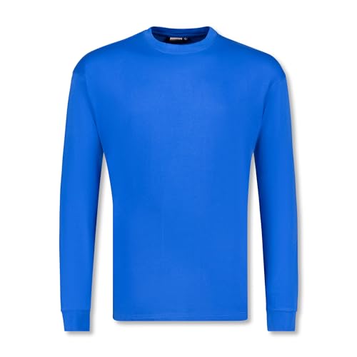 ADAMO Herren Basic Shirt Langarm blau mit Rundhals Ausschnitt bis Übergröße 12XL, Größe:5XL von ADAMO