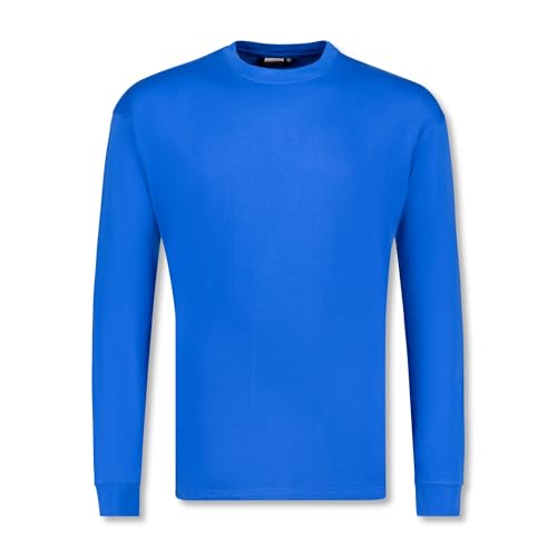 ADAMO Herren Basic Shirt Langarm blau mit Rundhals Ausschnitt bis Übergröße 12XL, Größe:6XL von ADAMO
