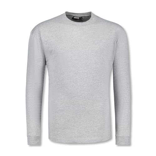 ADAMO Herren Basic Shirt Langarm grau meliert mit Rundhals Ausschnitt bis Übergröße 12XL, Größe:10XL von ADAMO