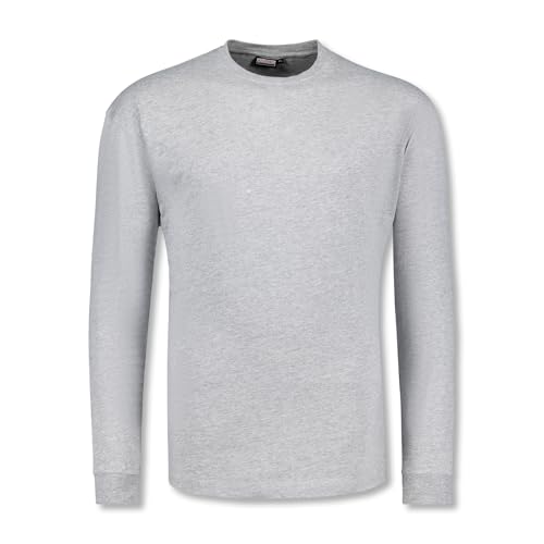 ADAMO Herren Basic Shirt Langarm grau meliert mit Rundhals Ausschnitt bis Übergröße 12XL, Größe:3XL von ADAMO