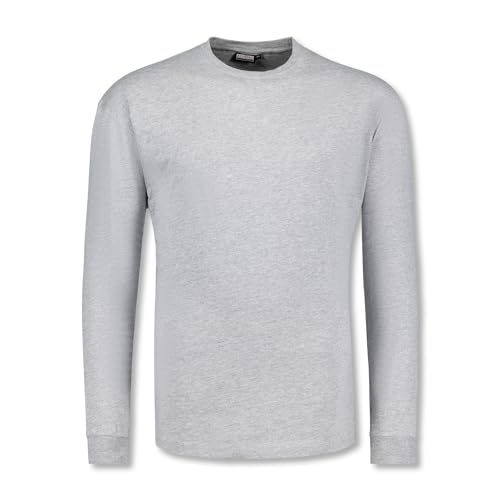 ADAMO Herren Basic Shirt Langarm grau meliert mit Rundhals Ausschnitt bis Übergröße 12XL, Größe:5XL von ADAMO