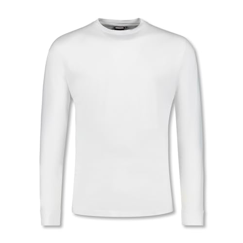 ADAMO Herren Basic Shirt Langarm weiß mit Rundhals Ausschnitt bis Übergröße 12XL, Größe:4XL von ADAMO