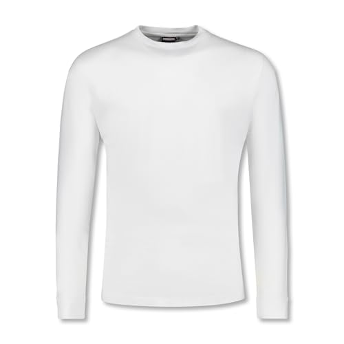 ADAMO Herren Basic Shirt Langarm weiß mit Rundhals Ausschnitt bis Übergröße 12XL, Größe:XXL von ADAMO