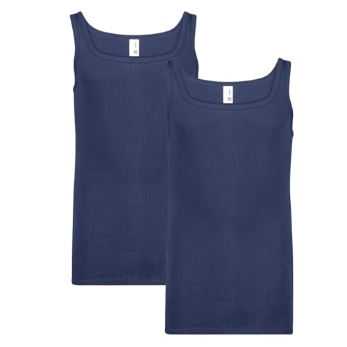 ADAMO Herren Feinripp Unterhemd 2er Pack Übergrößen 2XL-8XL, Größe:14, Farbe:Navy von ADAMO