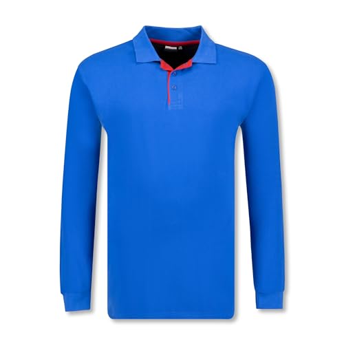 ADAMO Herren Langarm- Poloshirt in Piqué - Qualität Royalblau Serie Peter Übergröße 12XL, Größe:10XL von ADAMO