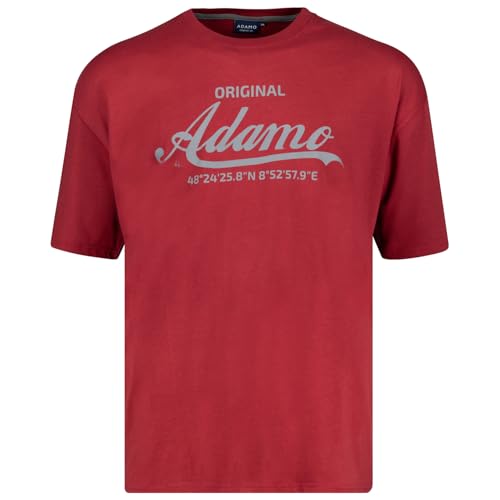 ADAMO Herren Motivshirt Comfort Fit Kurzarm in großen Größen bis 14XL, Größe:7XL, Farbe:Weinrot von ADAMO