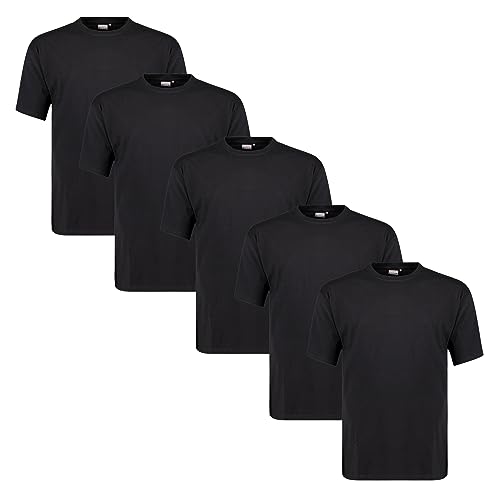 ADAMO Herren Rundhals T-Shirt 5er-Pack Regular Fit Heavy Jersey Serie Bud Übergrößen bis 12XL, Größe:5XL, Farbe:Schwarz von ADAMO