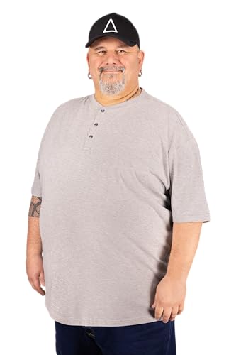ADAMO Herren T-Shirt mit Knopfleiste Regular FIT Graumeliert Serie Silas in Übergrößen bis 10XL, Größe:6XL von ADAMO