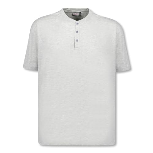 ADAMO Herren T-Shirt mit Knopfleiste Regular FIT Graumeliert Serie Silas in Übergrößen bis 10XL, Größe:8XL von ADAMO