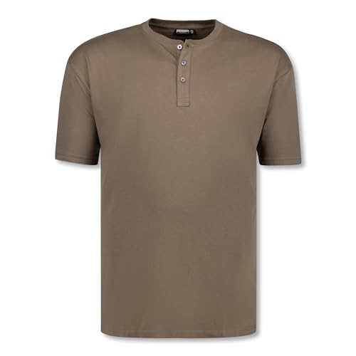 ADAMO Herren T-Shirt mit Knopfleiste Regular FIT Khaki Serie Silas in Übergrößen bis 10XL, Größe:3XL von ADAMO