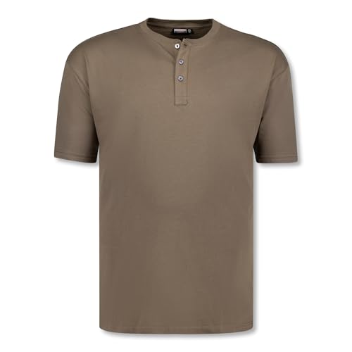 ADAMO Herren T-Shirt mit Knopfleiste Regular FIT Khaki Serie Silas in Übergrößen bis 10XL, Größe:6XL von ADAMO