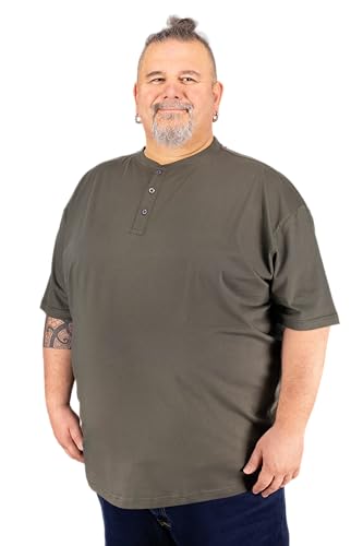 ADAMO Herren T-Shirt mit Knopfleiste Regular FIT Oliv in Übergrößen bis 10XL, Größe:3XL von ADAMO