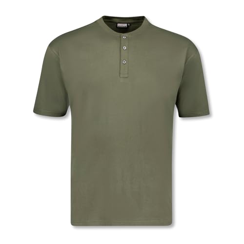 ADAMO Herren T-Shirt mit Knopfleiste Regular FIT Oliv Serie Silas in Übergrößen bis 10XL, Größe:4XL von ADAMO