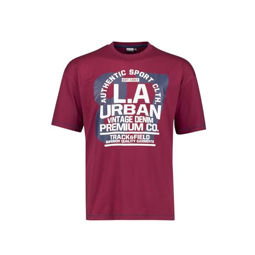 ADAMO Herren T-Shirt mit Print Rundhals Comfort FIT in Übergrößen XXL-14XL, Größe:8XL, Farbe:Weinrot von ADAMO