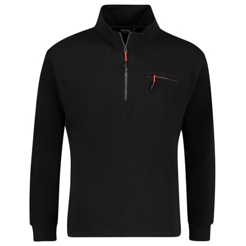 ADAMO Herren Troyer Reißverschluss und Brusttasche Ottoman Rippe Serie Falco Übergrößen 2XL-10XL, Größe:9XL, Farbe:Schwarz von ADAMO