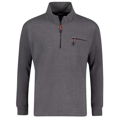 ADAMO Herren Troyer Reißverschluss und Brusttasche Ottoman Rippe Serie Falco Übergrößen 2XL-10XL, Größe:XXL, Farbe:anthrameliert von ADAMO