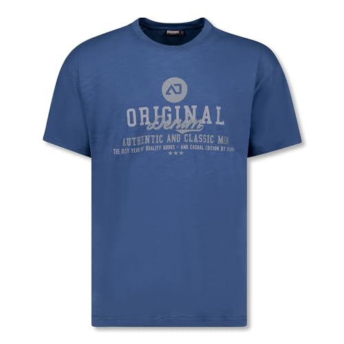 ADAMO Herren Übergrößen Regular Fit T-Shirt mit Slub-Effekt und Frontprint 2XL-12XL Serie Sandro mit Rundhals Farbe Jeans, Größe:6XL von ADAMO