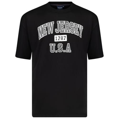 ADAMO Kurzarm Motivshirt Comfort Fit Herren in großen Größen bis 14XL, Größe:6XL, Farbe:Schwarz von ADAMO