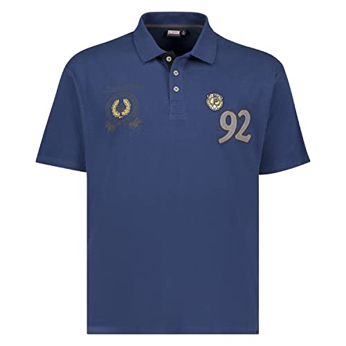 ADAMO Kurzarm Polo Shirt mit Print und Stickerei in admiralblau Serie Polo Club Pique Qualität für Herren in großen Größen bis 10XL, Größe:10XL von ADAMO