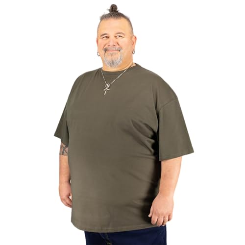ADAMO Kurzarmshirt mit Rundhals Comfort FIT Serie 'Marlon' in Oliv für Herren im 2er Pack bis Übergröße 12XL, Größe:5XL von ADAMO