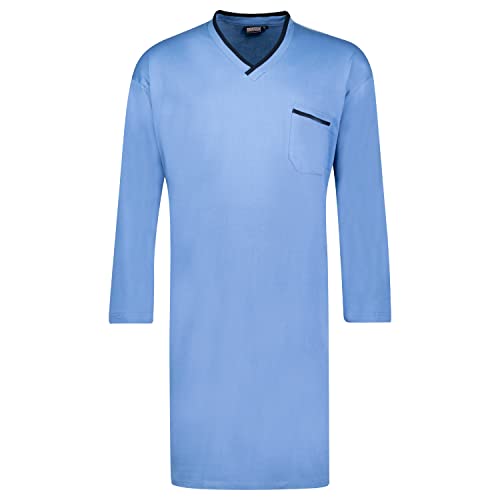 ADAMO Langärmliges Herren Nachthemd in hellblau Übergröße 10XL, Größe:10XL von ADAMO