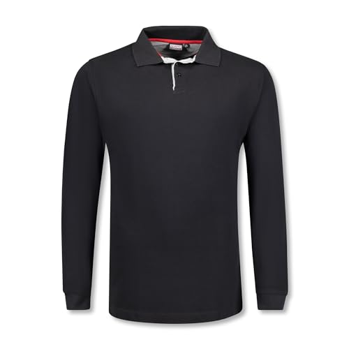 ADAMO Langärmliges Herren Pique Poloshirt Serie Peter schwarz bis Übergröße 12XL, Größe:10XL von ADAMO