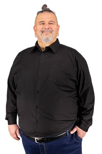 ADAMO Langarm Hemd Comfort FIT Herren Serie 'John' in großen Größen von 2XL bis 10XL, Größe:4XL, Farbe:Schwarz von ADAMO