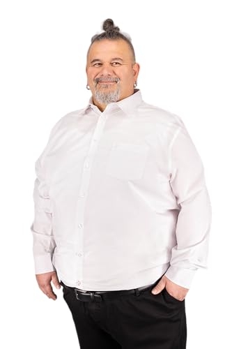 ADAMO Langarm Hemd Comfort FIT Herren Serie 'John' in großen Größen von 2XL bis 10XL, Größe:XXL, Farbe:Weiß von ADAMO