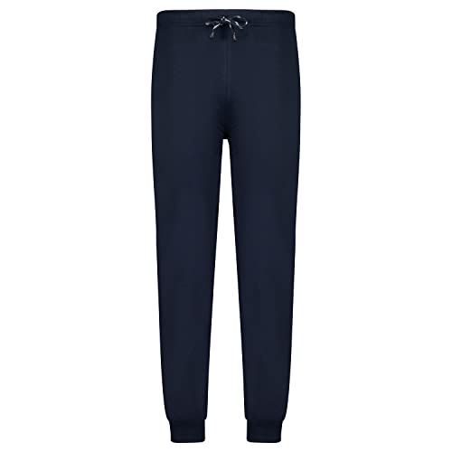 ADAMO Schlafhose Herren lang für Übergrößen 100% Baumwolle, Blau, 5XL I Angenehme Pyjamahose Herren lang mit Kordel, Gesäß- & 2 Einschubtaschen von ADAMO