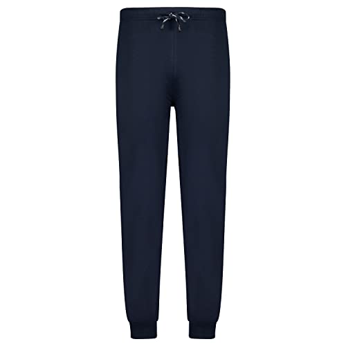 ADAMO Schlafhose Herren lang für Übergrößen 100% Baumwolle, Blau, XXL I Angenehme Pyjamahose Herren lang mit Kordel, Gesäß- & 2 Einschubtaschen von ADAMO