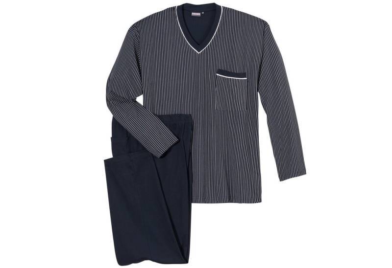 ADAMO Pyjama Adamo Pyjama dunkelblau-weiß gestreift Übergröße (2 tlg) von ADAMO