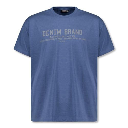 ADAMO Regular FIT Kurzarm Shirt Bedruckt Jeansblau meliert für Herren Übergrößen 2XL-12XL Modell Simon, Größe:10XL von ADAMO