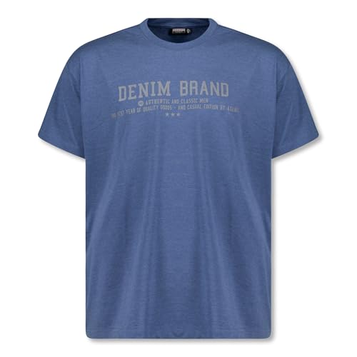 ADAMO Regular FIT Kurzarm Shirt Bedruckt Jeansblau meliert für Herren Übergrößen 2XL-12XL Modell Simon, Größe:8XL von ADAMO