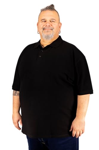 ADAMO Regular FIT Poloshirt Kurzarm Waffelpique in Übergrößen 2XL-10XL, Größe:6XL, Farbe:Schwarz von ADAMO