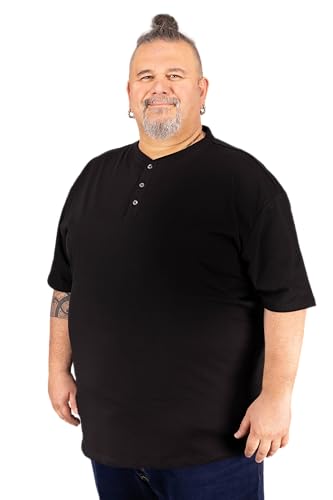 ADAMO Herren T-Shirt mit Knopfleiste Regular FIT Graumeliert Serie Silas in Übergrößen bis 10XL, Größe:8XL von ADAMO