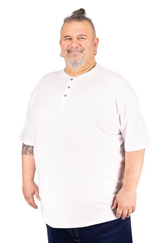 ADAMO Regular FIT T-Shirt Modell Silas mit Knopfleiste in Übergrößen 2XL-10XL weiß, Größe:XXL von ADAMO
