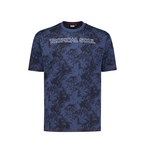ADAMO Rundhals T-Shirt mit Print und Stickerei Serie 'Tropical' in Übergrößen bis 10XL Regular Fit für Herren, Größe:4XL, Farbe:Dunkelblau von ADAMO