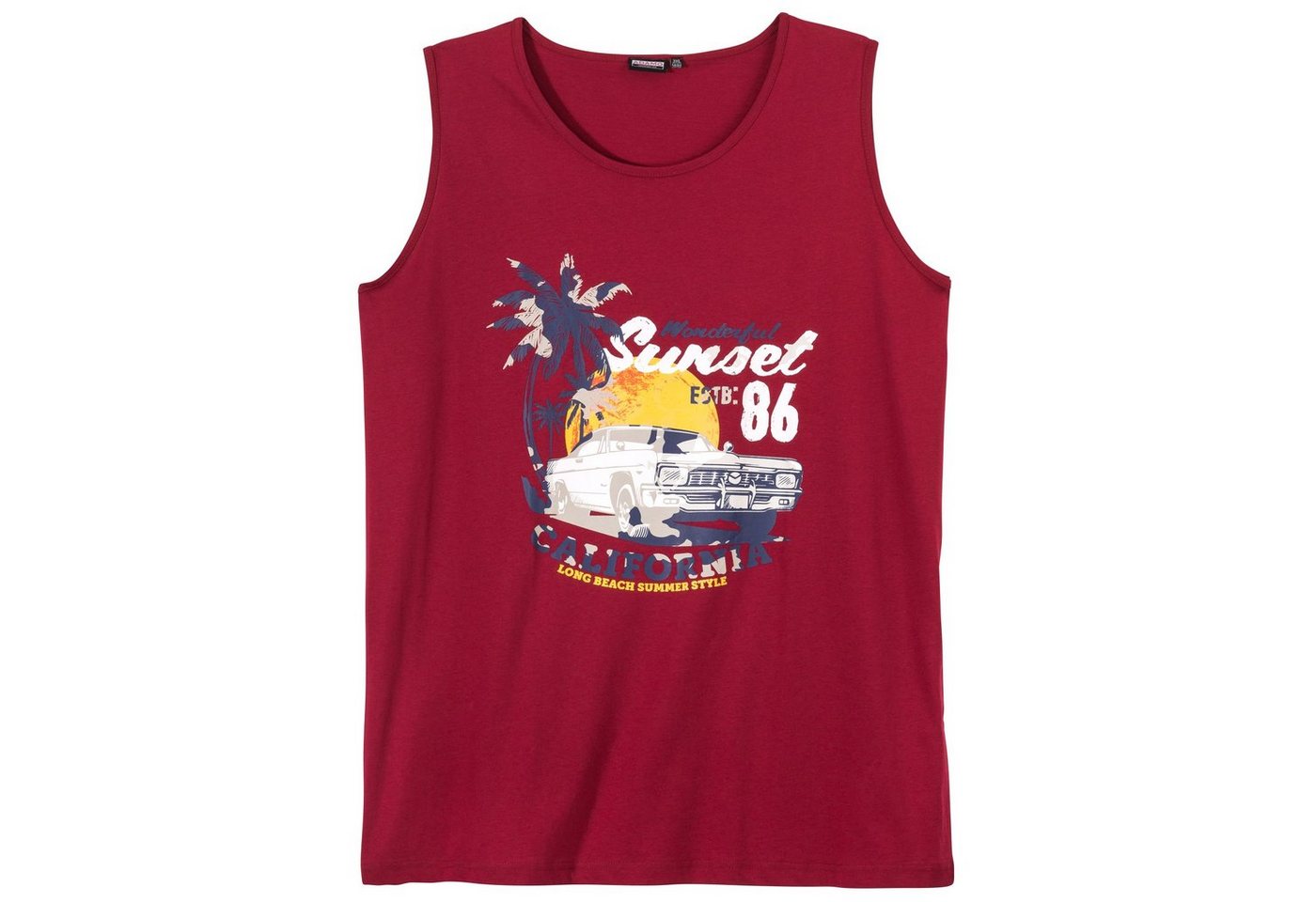 ADAMO Rundhalsshirt Adamo Übergrößen Muskelshirt weinrot Print Sunset von ADAMO