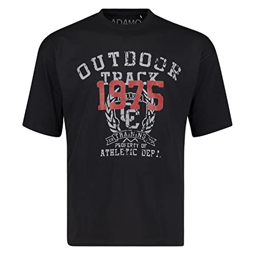 ADAMO Schwarzes Herren Kurzarmshirt Serie Outdoor Track Bedruckt Comfort FIT Übergröpen bis 12XL, Größe:3XL von ADAMO