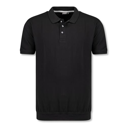 ADAMO Schwarzes Kurzarm Pique-Poloshirt mit Bund KADIR Herren in großen Größen bis 10XL, Größe:10XL von ADAMO