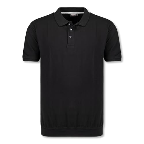 ADAMO Schwarzes Kurzarm Pique-Poloshirt mit Bund KADIR Herren in großen Größen bis 10XL, Größe:5XL von ADAMO