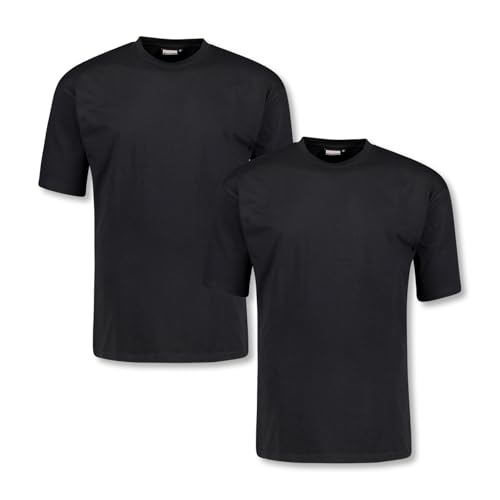 ADAMO T-Shirt Herren für Übergrößen Doppelpack, 100% Baumwolle, Schwarz, 14XL I Angenehme T-Shirts für Herren mit Rundhals I t-Shirt übergrößen männer von ADAMO