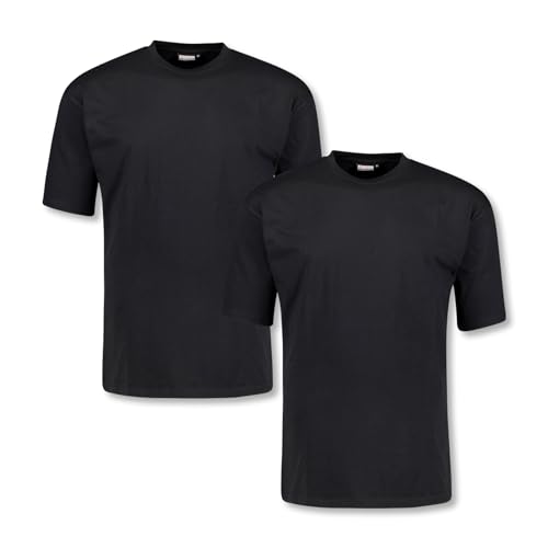 ADAMO T-Shirt Herren für Übergrößen Doppelpack, 100% Baumwolle, Schwarz, 16XL I Angenehme T-Shirts für Herren mit Rundhals I t-Shirt übergrößen männer von ADAMO