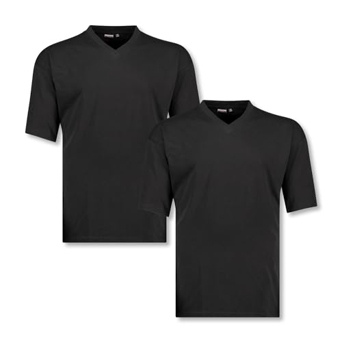 ADAMO Schwarzes V-T-Shirt im Doppelpack Übergröße 10XL, Größe:5XL von ADAMO