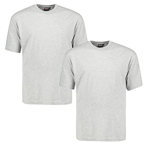 ADAMO T-Shirt Herren Doppelpack, 88% Baumwolle 12% Polyester, Graumeliert, 6XL I Angenehme T-Shirts für Herren mit Rundhals I T-Shirt Übergrößen Männer von ADAMO