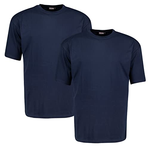 ADAMO T-Shirt Herren für Übergrößen Doppelpack, 100% Baumwolle, Navy, 4XL I Angenehme T-Shirts für Herren mit Rundhals I T-Shirt Übergrößen Männer von ADAMO