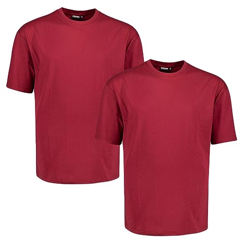 ADAMO T-Shirt Herren für Übergrößen Doppelpack, 100% Baumwolle, Weinrot, 10XL I Angenehme T-Shirts für Herren mit Rundhals I T-Shirt Übergrößen Männer von ADAMO