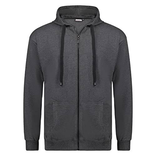 ADAMO Übergrößen Herren Kapuzen Sweatjacke ATHEN anthrazit meliert Größe 2XL bis 14XL, Größe:12XL von ADAMO