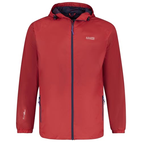 ADAMO Regenjacke Herren wasserdicht atmungsaktiv, Rot, Größe 10XL, Outdoor Jacke in Übergröße mit Kapuze aus 100% schnelltrocknendem Nylon von ADAMO